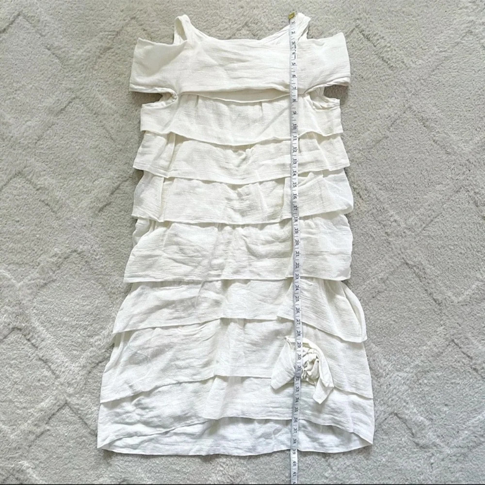 Marc Jacobs Bergdorf Goodman Tired White Linen Ruffle Trim Dress Size 6 - Picture 5 of 11